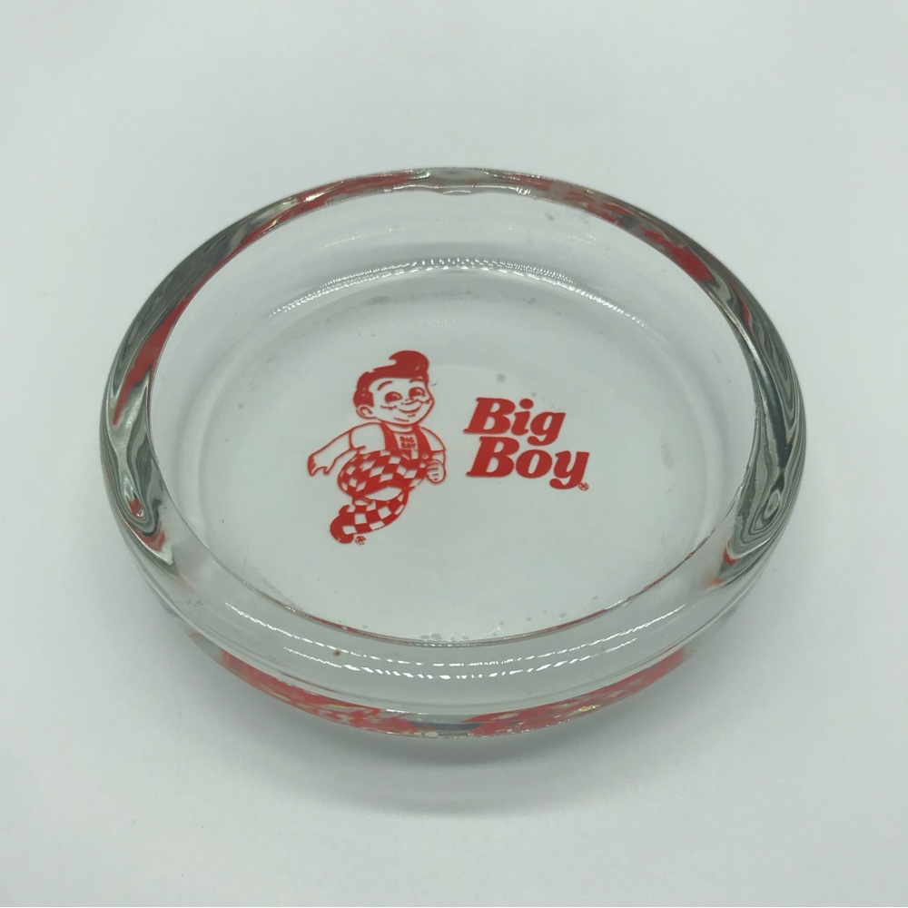 Vintage Big Boy Diner Ash Tray Glass Clear and Red Authentic